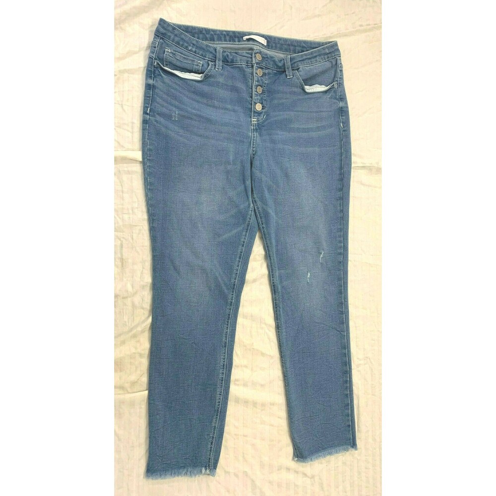 LAUREN CONRAD HIGH RISE WOMENS DISTRESSED JEANS SKINNY PANTS SIZE 16
